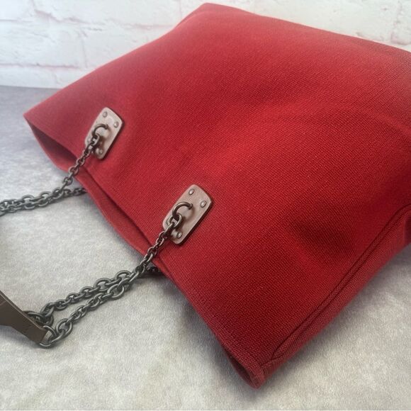 Bottega Veneta Large Red Canvas Chain Tote - Picture 5 of 11